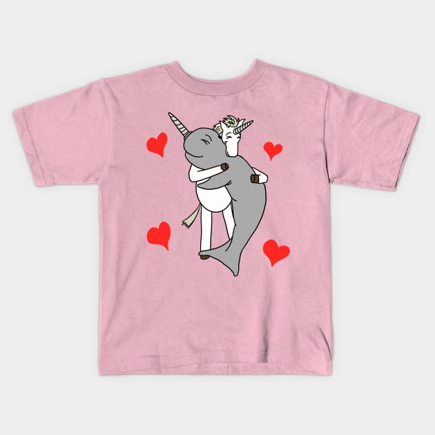 Unicorn Narwhal Love Kids T-Shirt by JoshErichDigitalInk